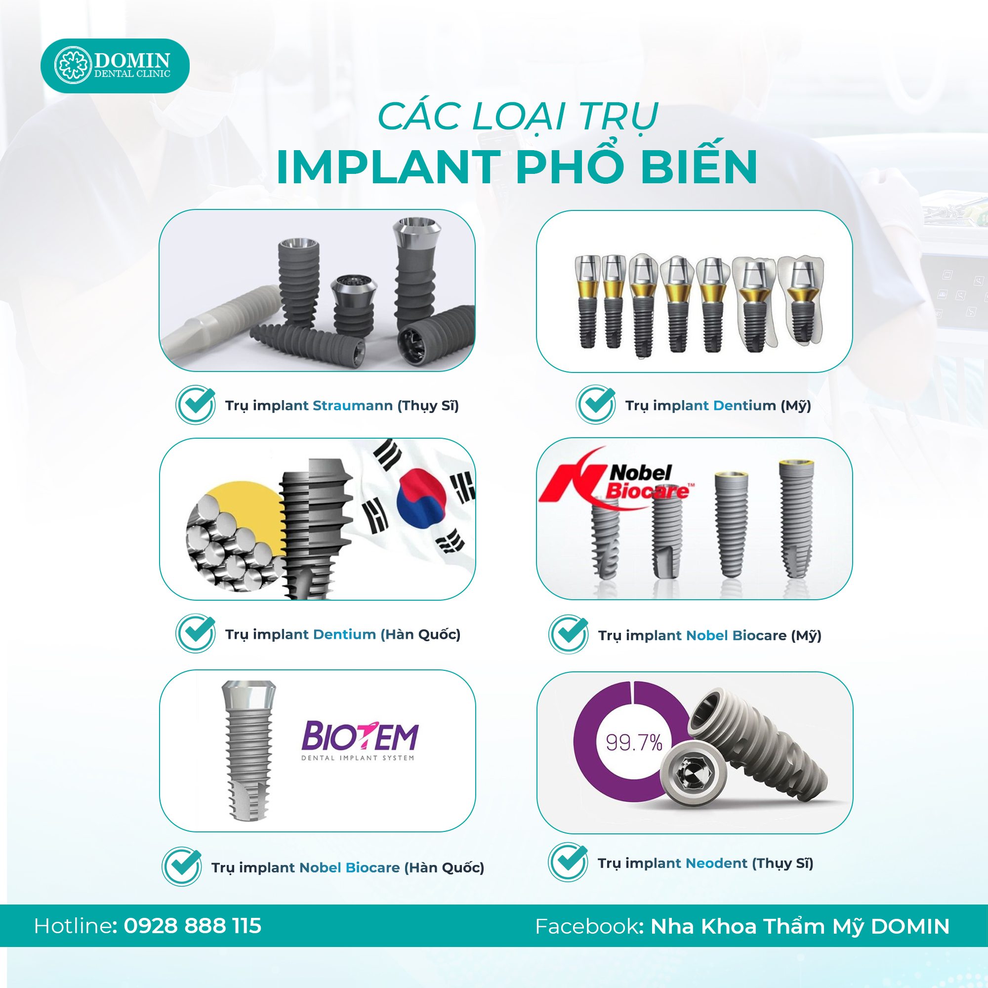 So sánh các loại trụ Implant phổ biến hiện nay